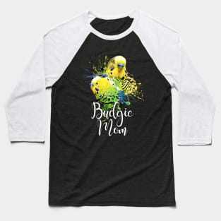 Color Splatter Budgie Parrot Mom Black Baseball T-Shirt